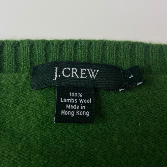 J.Crew Womens Green 100% Lambswool Crewneck Raglan Sweater 70762 Size L - Picture 7 of 10
